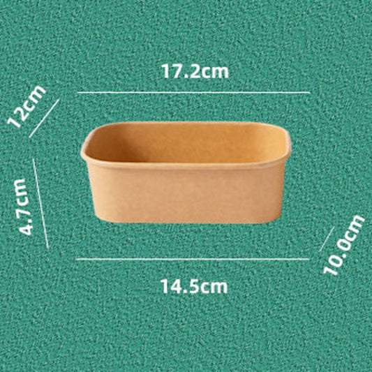 10pcs 500ml Disposable Kraft Paper Lunch Box Rectangular Round Corner Takeaway Packaging Boxes(K28 Vellum Bowl) by bashfashion