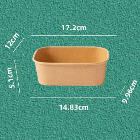 10pcs 650ml Disposable Kraft Paper Lunch Box Rectangular Round Corner Takeaway Packaging Boxes(K28 Vellum Bowl) by bashfashion
