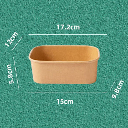 10pcs 750ml Disposable Kraft Paper Lunch Box Rectangular Round Corner Takeaway Packaging Boxes(K28 Vellum Bowl) by bashfashion