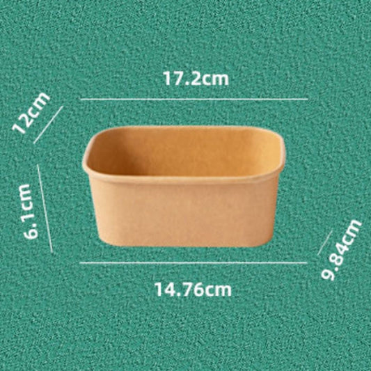 10pcs 850ml Disposable Kraft Paper Lunch Box Rectangular Round Corner Takeaway Packaging Boxes(K28 Vellum Bowl) by bashfashion