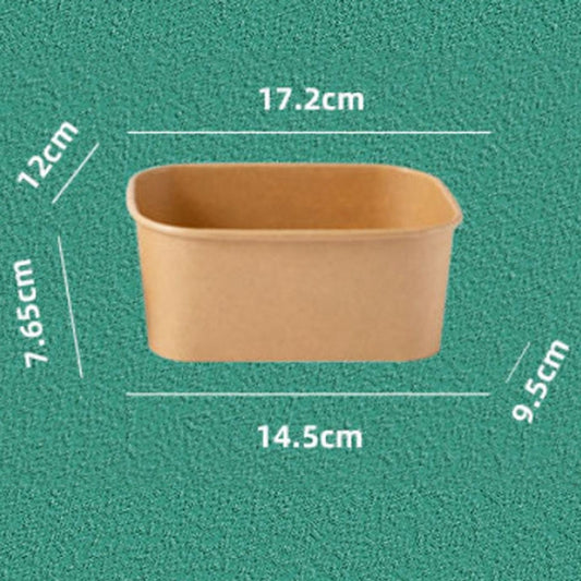 10pcs 1000ml Disposable Kraft Paper Lunch Box Rectangular Round Corner Takeaway Packaging Boxes(K28 Vellum Bowl) by bashfashion