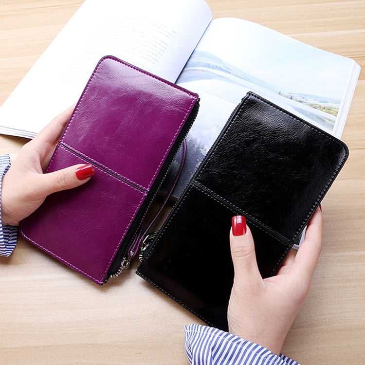 Ladies Long Zipper Multi-Card Slot Wallet Multifunctional Wristlet Wallet(Black) by bashfashion