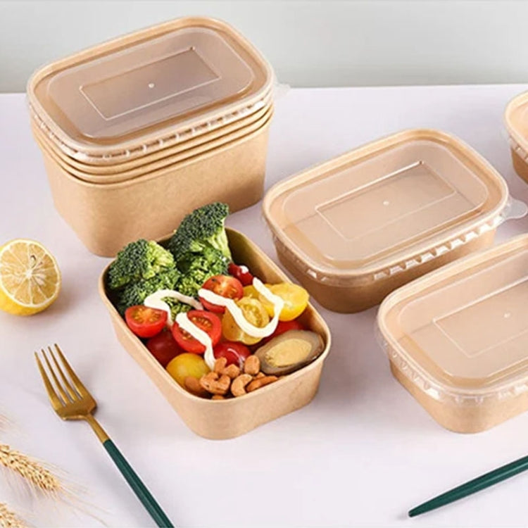 10pcs Disposable Rectangle Paper Bowl Lid Fast Food Packaging Box Cover, Style: PP Cover by bashfashion