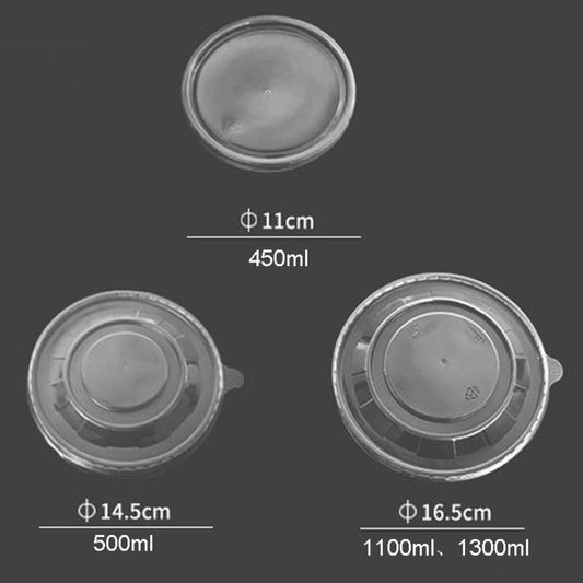 10pcs 1300ml Disposable Single PE Laminated Paper Bowl Cover Packed Fast Food Box Cover (PP Plastic Cover) by bashfashion