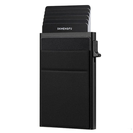Slim Metal Wallet Pop Up Credit Card Holder RFID Blocking Men Business Card Clip(Black)