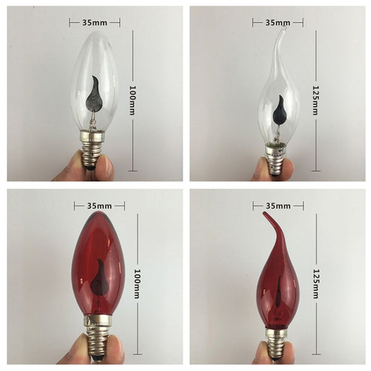Retro Flame Light Bulb LED Energy-saving Light Source Candle Decorative Light Bulb, Color temperature: E27 Transparent Flame Pull Tail by bashfashion