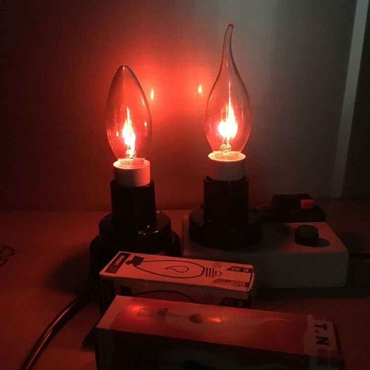 Retro Flame Light Bulb LED Energy-saving Light Source Candle Decorative Light Bulb, Color temperature: E14 Transparent Flame Pointed by bashfashion