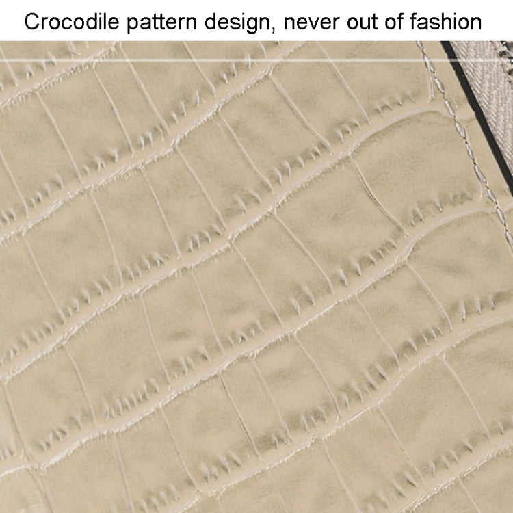 Crocodile Print Long Ladies Clutch Bag Multi Card Position Zipper Wristlet Pouch(Beige) by bashfashion