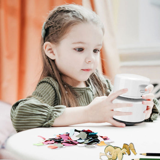 Desktop Mini Vacuum Cleaner USB Rechargeable Office Home Portable Paper Cleaner(White) by bashfashion