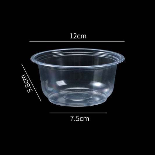 50pcs /Pack No Lid Disposable Round Plastic Bowl Thick Transparent Fast Food Soup Bowl, Capacity: 380ml by bashfashion