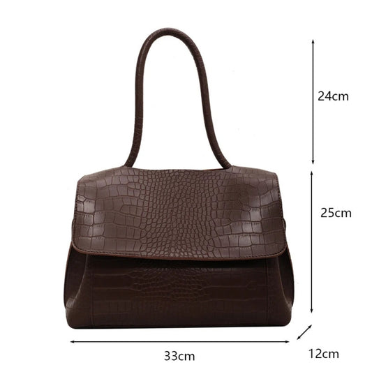 Women Crossbody Bag Autumn Winter Texture Shoulder Armpit Commuter Tote Bag(Brown) by bashfashion