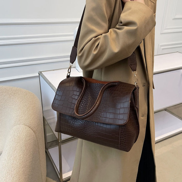 Women Crossbody Bag Autumn Winter Texture Shoulder Armpit Commuter Tote Bag(Coffee) by bashfashion