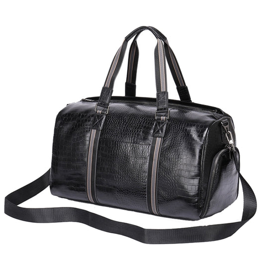 Large Capacity Leather Duffel Bag Multifunctional Crocodile Print Traveling Bag(4009 Crocodile Print) by bashfashion