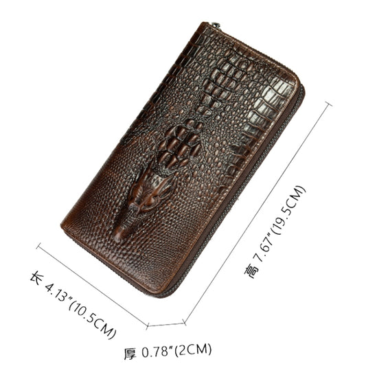 Mens Long Business Wallet Crocodile Pattern Multi Cards Clutch Bag(Black) by bashfashion
