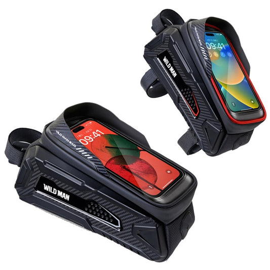 WILD MAN M30 1L Hard Shell Mountain Bike Front Beam Bag TPU Touch Screen Cycling Equipment Bag(Black) by WILD MAN