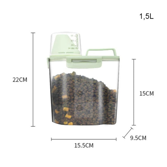1.5L Pet Food Storage Bucket 4 Snap Dog Food Moisture Proof Sealed Storage Tank(Beige) by bashfashion