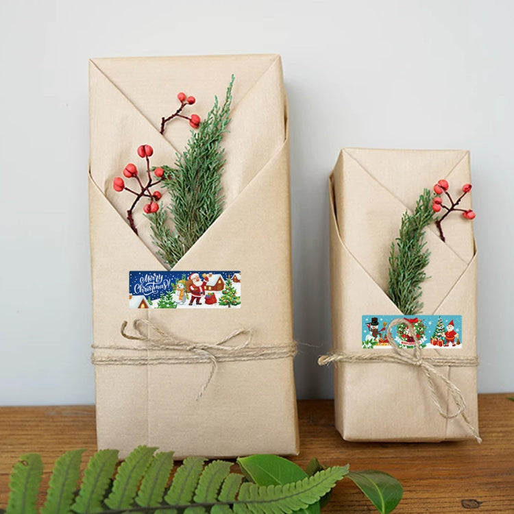 120pcs /Roll Christmas Self-adhesive Label Stickers Cartoon Printed Rectangular Sealing Sticker(K-147-R1) by bashfashion