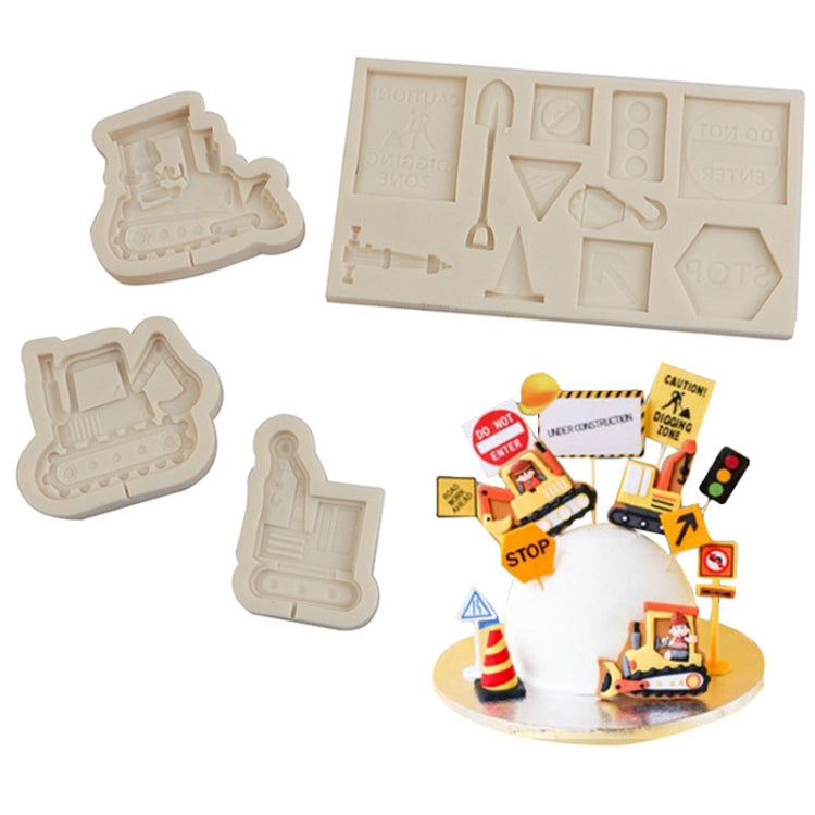 Cartoon Construction Site Tools Engineering Car Cake Decoration Molds, Specification: MK-3058 (Light Gray) by bashfashion