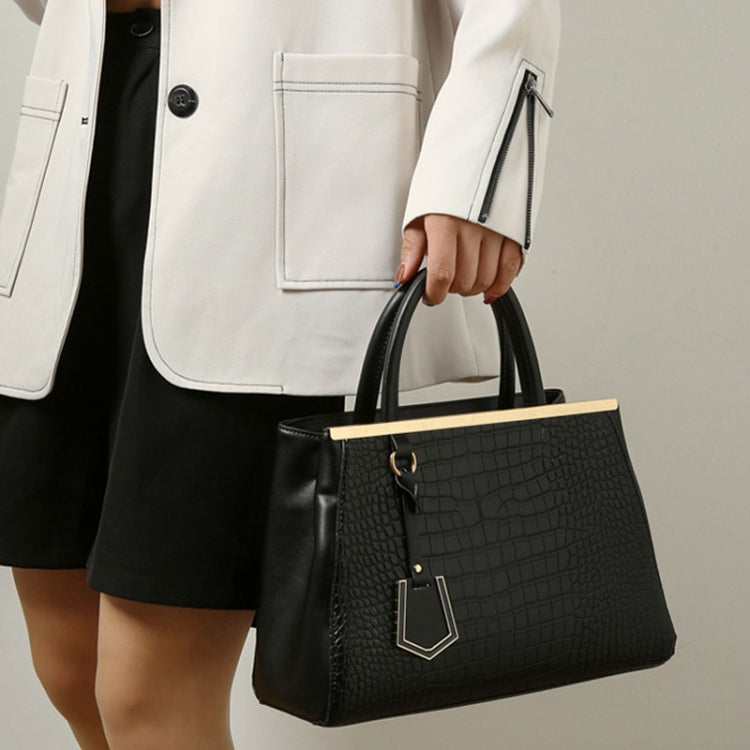 Women Stone Pattern Patchwork Handbag Shoulder Bag Crossbody Bag(Black) by bashfashion