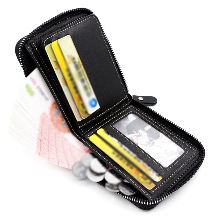 MenBense Men Short Zipper Wallet Coin Purse Large Capacity Multi-Card Money Clip(Black) by MenBense
