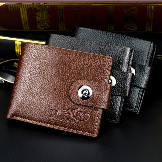 MenBense Men Short Magnetic Clasp Wallet Multi-Card Coin Purse(Dark Coffee) by MenBense