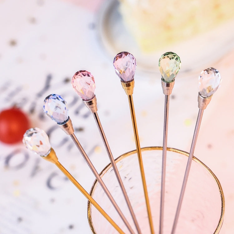 430 Stainless Steel Long Handle Diamond Spoon Honey Stirring Scoop(Blue Diamond) by bashfashion