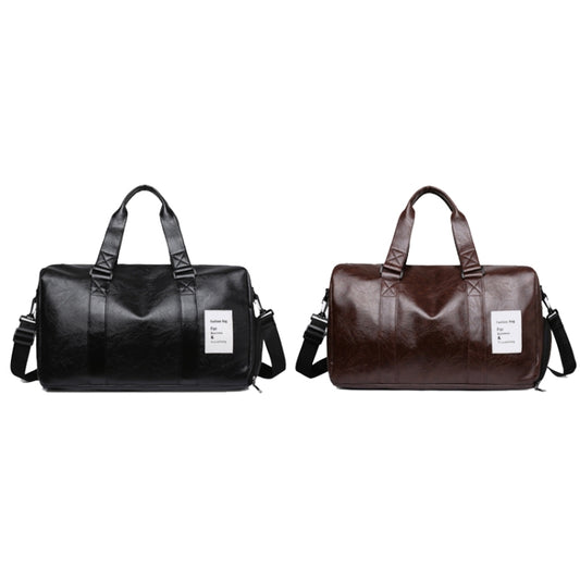 PU Leather Travel Fitness Bag Yoga Sport Training Bag with Shoe Compartment(Brown) by bashfashion