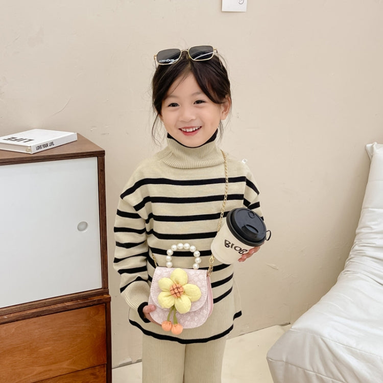 Children Cartoon Flower Pearl Handbag Princess Crossbody Bag Coin Purse(Purple) by bashfashion