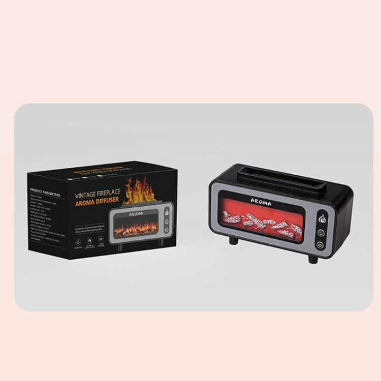 200ml Fireplace Flame Aromatherapy Air Humidifier USB Colorful Night Light Essential Oil Diffuser(Black) by bashfashion