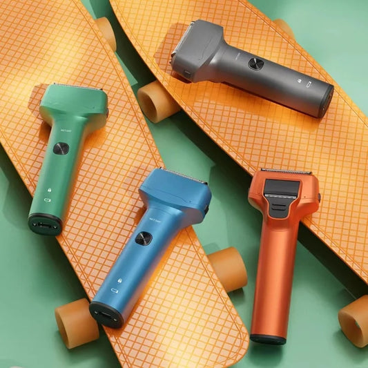 Men Reciprocating 3-Blade Rechargeable Shaver Washable Portable Beard Razor(Black) by bashfashion