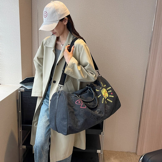 Graffiti Personal Travel Bags Outdoor Casual Large Capacity Handheld Crossbody Bag(Black) by bashfashion