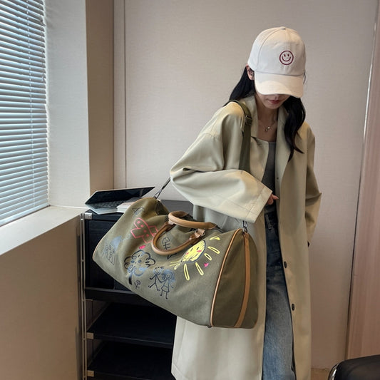 Graffiti Personal Travel Bags Outdoor Casual Large Capacity Handheld Crossbody Bag(Green) by bashfashion