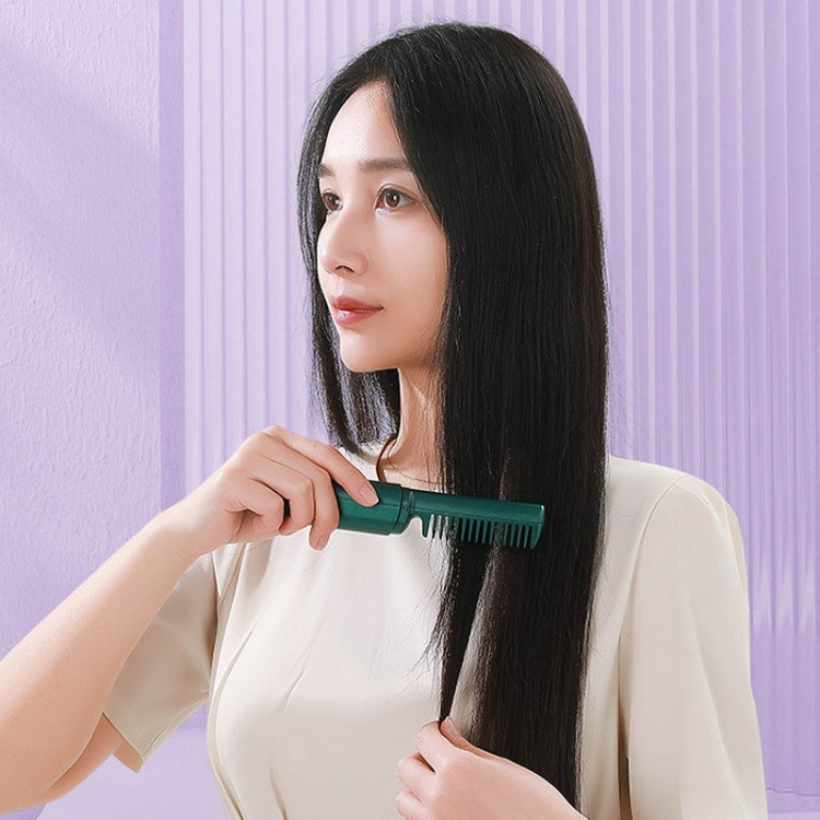 2 In 1 Portable USB Rechargeable Hair Curler Dual Usage Hair Straightening Comb(Purple) by bashfashion