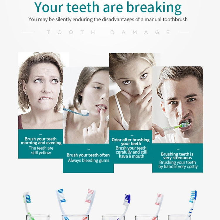 Rechargeable Ultrasonic Soft Bristle Electrical Toothbrushes Flosser 6 Gear With 4 Brushes(Black) by bashfashion