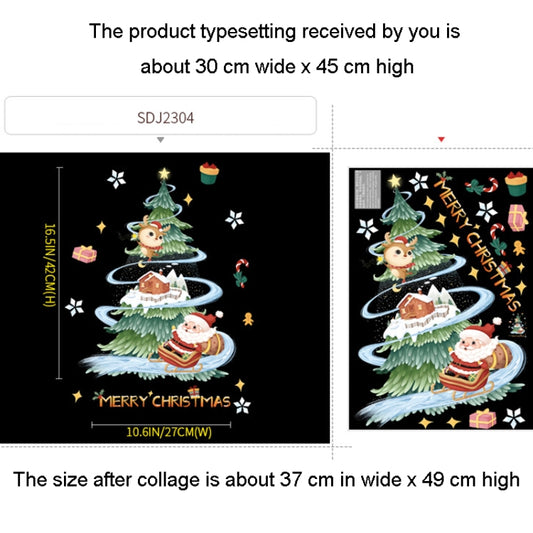 30x45cm Christmas Static Wall Stickers Glass Window Christmas Decoration Poster, Style: SDJ2304 by bashfashion