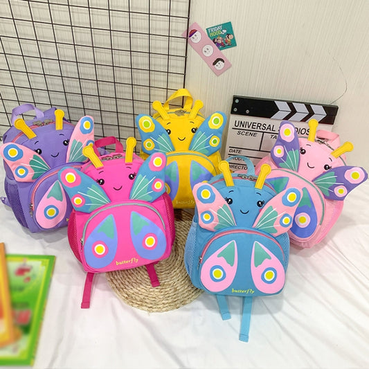 Children Schoolbag Shoulder Bag Girls Cute Cartoon Butterfly Backpack(Pink) by bashfashion