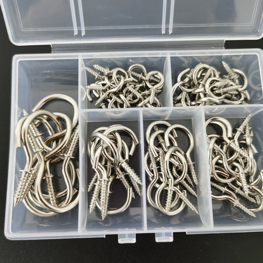 75pcs /Box Screw-in Ceiling Hook Set Home Storage Wall Cup Hook Lamp Hook(Silver) by bashfashion