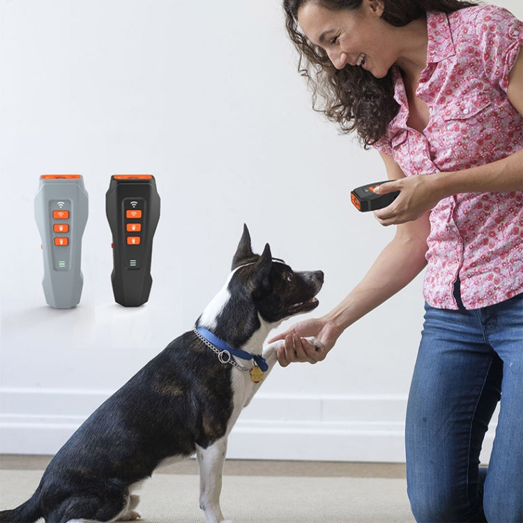 LED Flashing Light Handheld Ultrasonic Bark Arrester Frequency Conversion Dog Training Device(Gray+Orange) by bashfashion