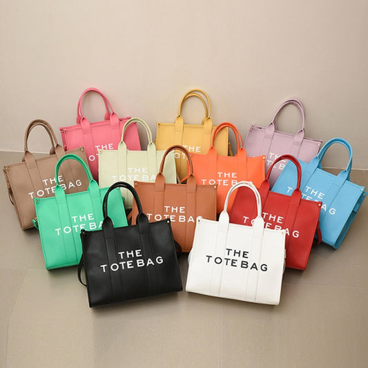 Women PU Leather Tote Bag Letter Printed Crossbody Bag(Small Brown) by bashfashion