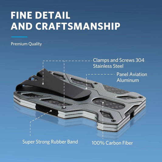 Aluminum Alloy RFID Card Holder Carbon Fiber Credit Card Wallet(Grey) by bashfashion