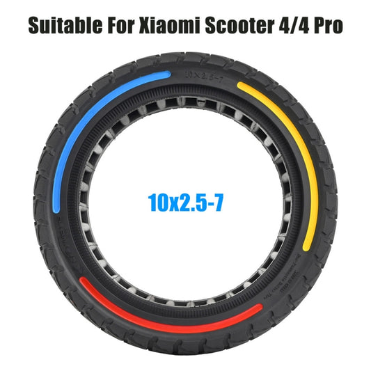 10 x 2.5-7 Inch Colorful Flick Off-Road Honeycomb Tires For Xiaomi Scooter 4 / 4 Pro(Tricolor) by bashfashion
