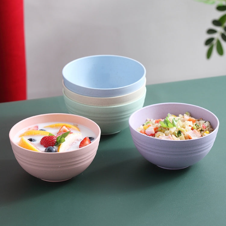 5pcs 4.5 Inch Wheat Straw Bowl House Children Small Bowl Plastic Soup Bowl(Pink) by bashfashion