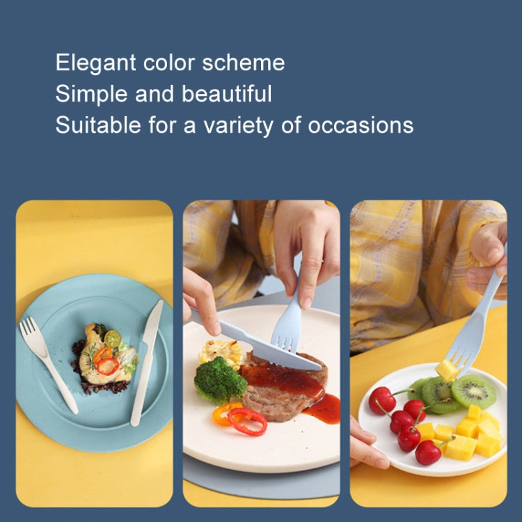 4 In 1 Portable Wheat Straw Tableware Set Outdoor Travel Storage Tableware Box, Style: B With Knife (Pink) by bashfashion