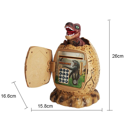 16.6 x 15.8 x 26cm Fingerprint Dinosaur Egg Password Money Bank Kids Toys Gifts Tyrannosaurus Rex Savings Jar(Brown) by bashfashion