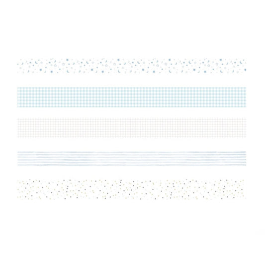 5rolls /Box 3m Washi DIY Decoration Handbook Tape Set, Color: Cyan Dew by bashfashion