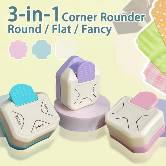 3 In 1 Fancy Corner Cutter Multi-angle Corner Cutter Chamfering Embosser, Style: Beauty Corner (Purple) by bashfashion