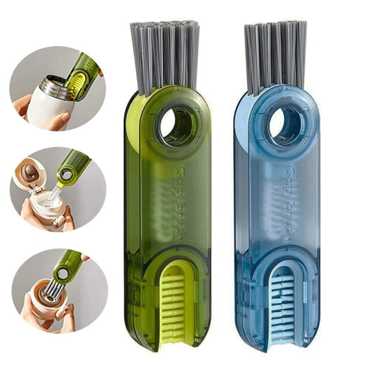 3 In 1 U shaped Cup Lid Cleaning Brush Water Bottle Cover Groove Cleaner(Green) by bashfashion