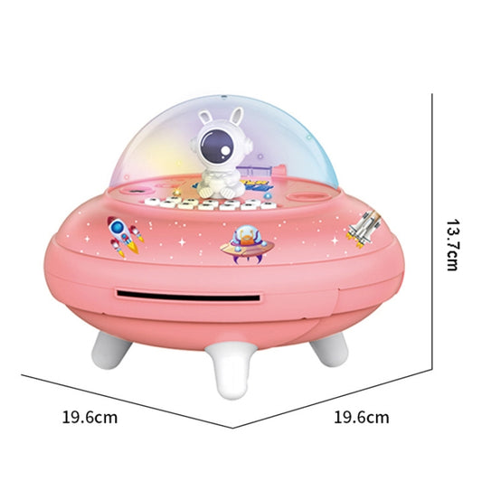 19.6 x 13.7 x 19.6cm UFO Flying Saucer Money Bank Toys Childrens Astronaut Intelligent Simulation Savings Jar(Pink Female Aircraft) by bashfashion