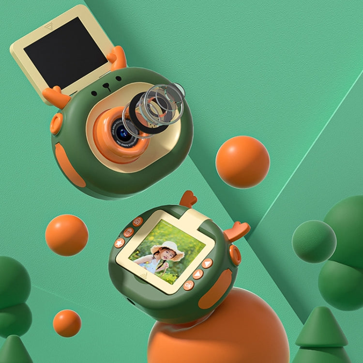 S2 2.4-Inch 180-Degree Flip-Screen 1080P HD Cartoon Children Digital Camera With Stand(Dark Green) by bashfashion