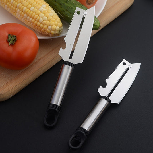 Multifunctional Stainless Steel Paring Knife Household Fruit And Vegetable Scraper Bottle Opener(Ebony Handle) by bashfashion